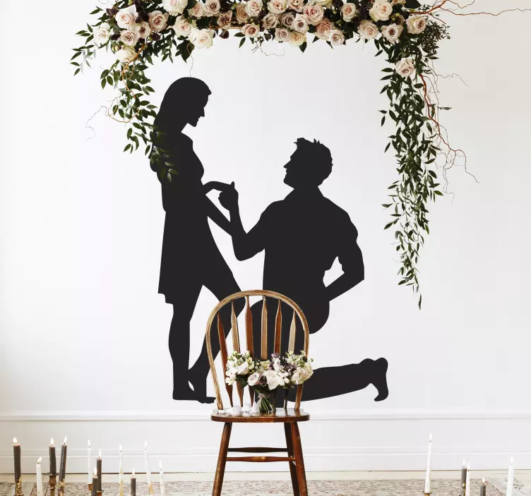 Sticker mariage silhouette demande en mariage - TenStickers
