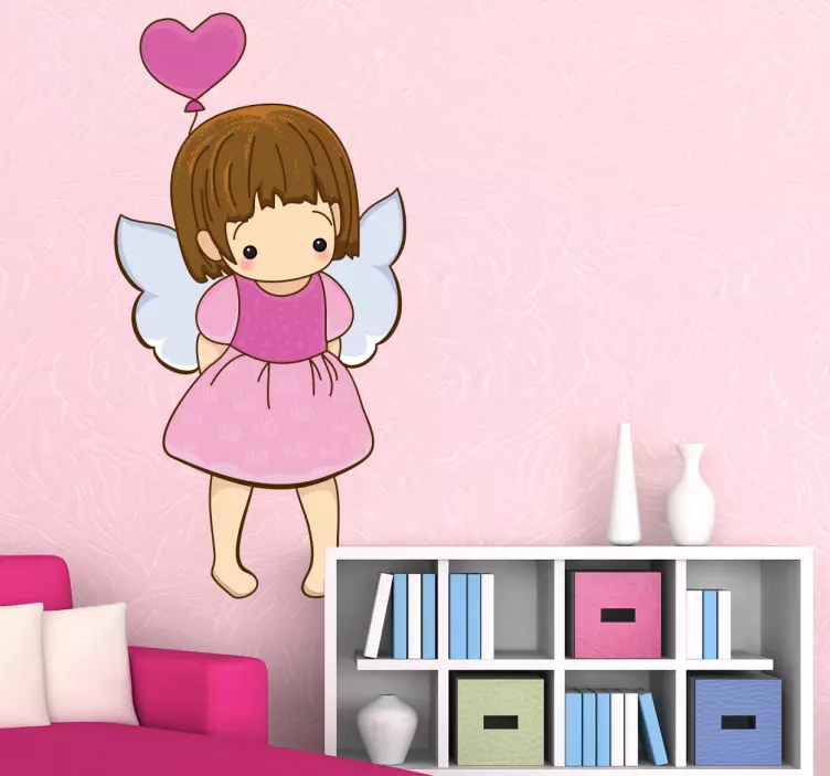 Sticker enfant ange ballon coeur - TenStickers