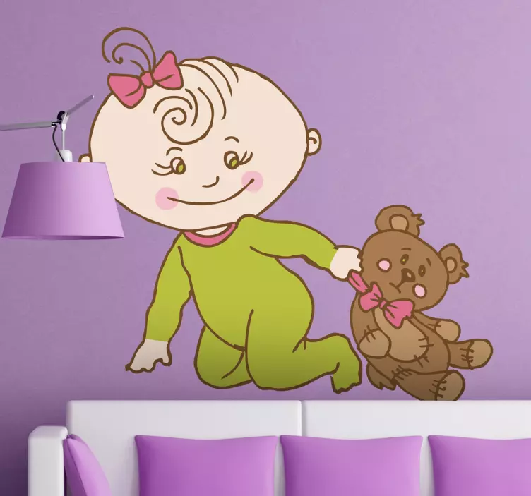 Sticker enfant bébé et sa peluche - TenStickers