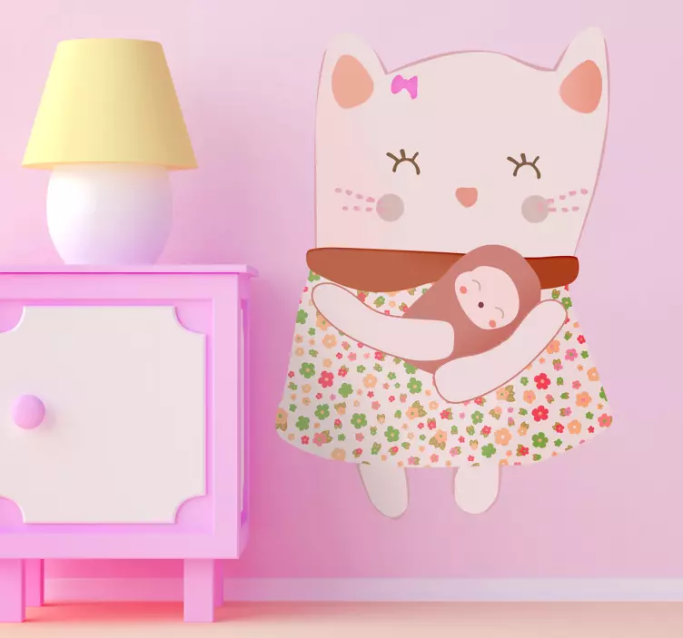 Sticker enfant chatte rose - TenStickers