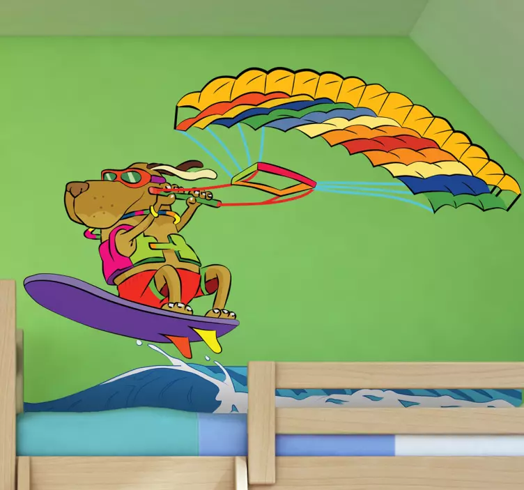 Sticker surf chien surfeur - TenStickers