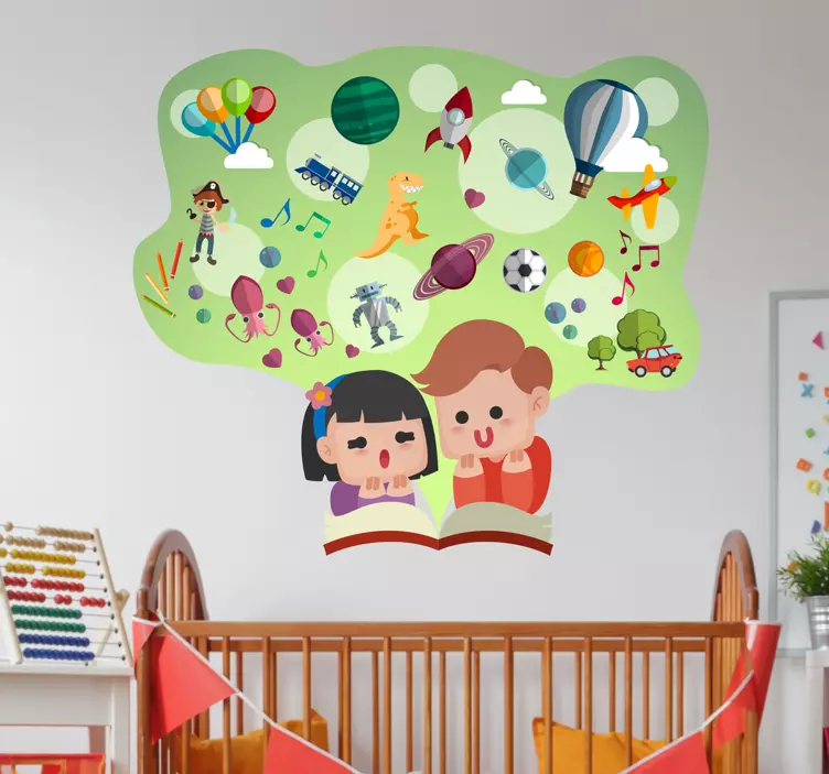 Sticker enfant dessin lecture - TenStickers