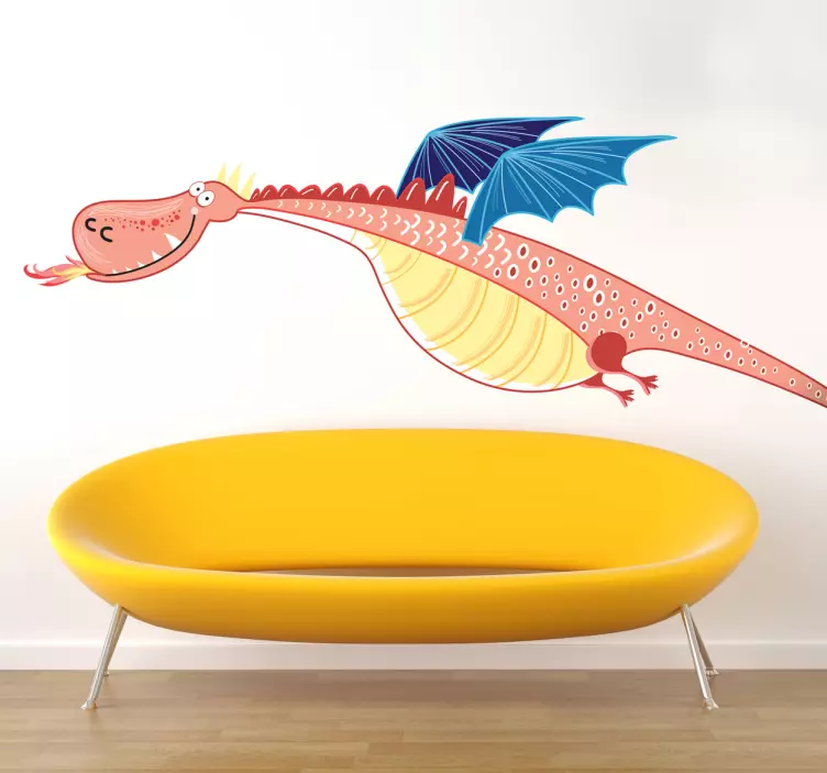 Sticker enfant dragon aux ailes bleues - TenStickers