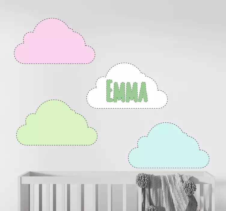 Sticker enfant formes de nuages personnalisées - TenStickers
