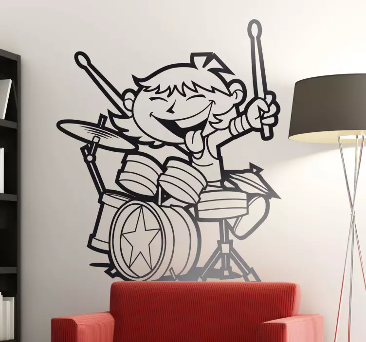 Sticker enfant jeune batteur - TenStickers