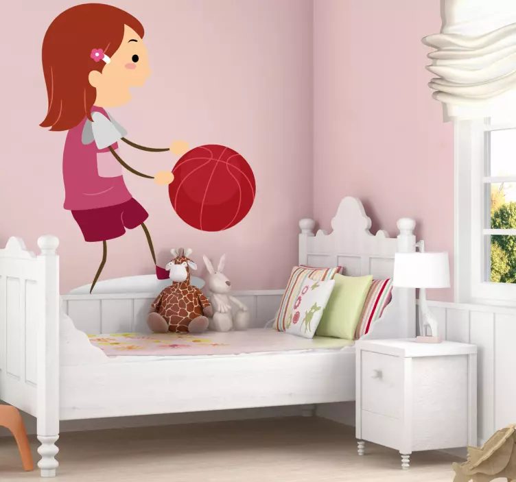 Sticker enfant joueuse basket - TenStickers