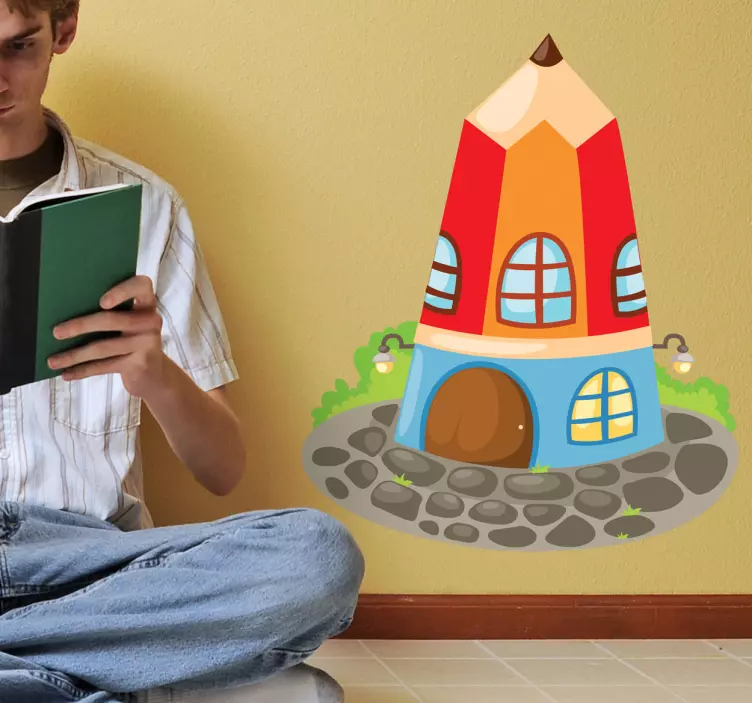 Sticker enfant maison crayon - TenStickers