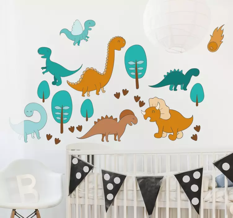 Sticker enfant paysage dinosaures - TenStickers