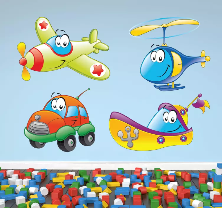 Sticker enfant personnages transports - TenStickers