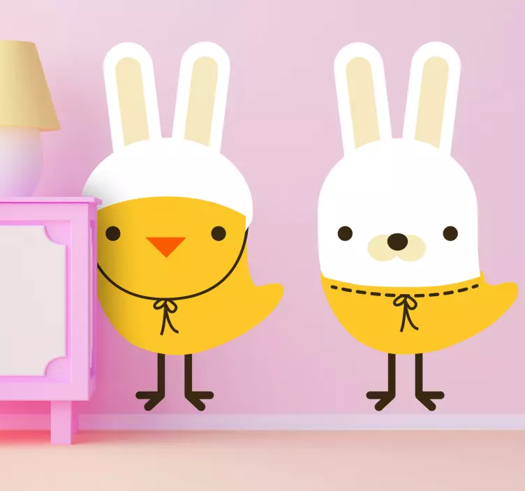 Sticker enfant poussin lapin - TenStickers