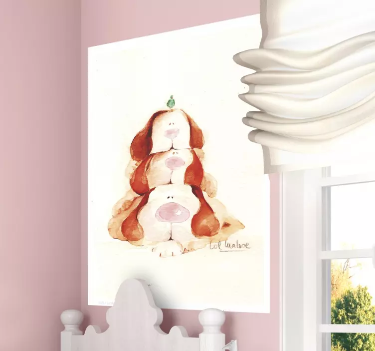 Sticker enfant trio chiots - TenStickers