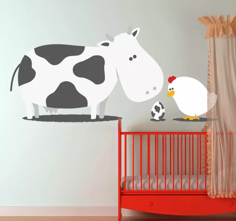 Sticker enfant vache et poule - TenStickers