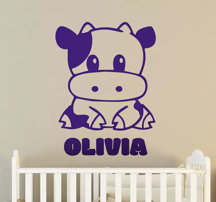 Sticker chambre bébé vache personnalisable - TenStickers