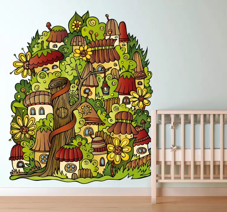 Sticker enfant village foret - TenStickers