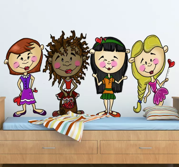 Sticker enfants quatre filles - TenStickers