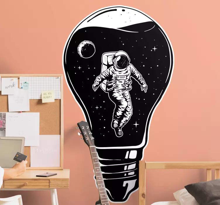Sticker espace astronaute dans une ampoule - TenStickers