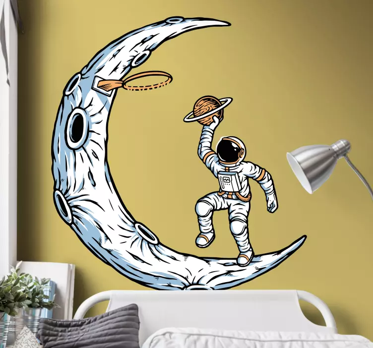 Sticker espace astronaute tenant une planète - TenStickers