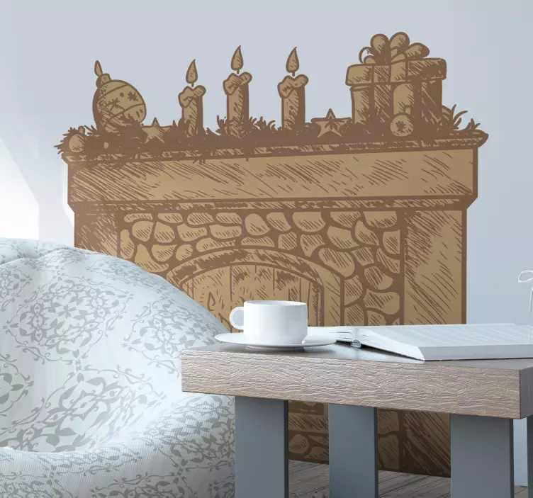 Sticker salon décoration de cheminée confortable - TenStickers