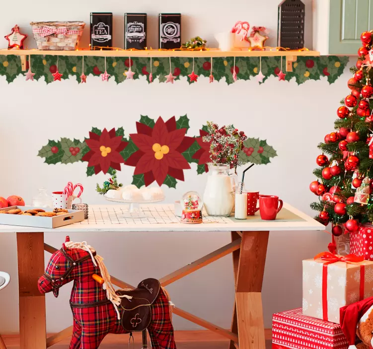 Sticker événement motif de poinsettia festif - TenStickers