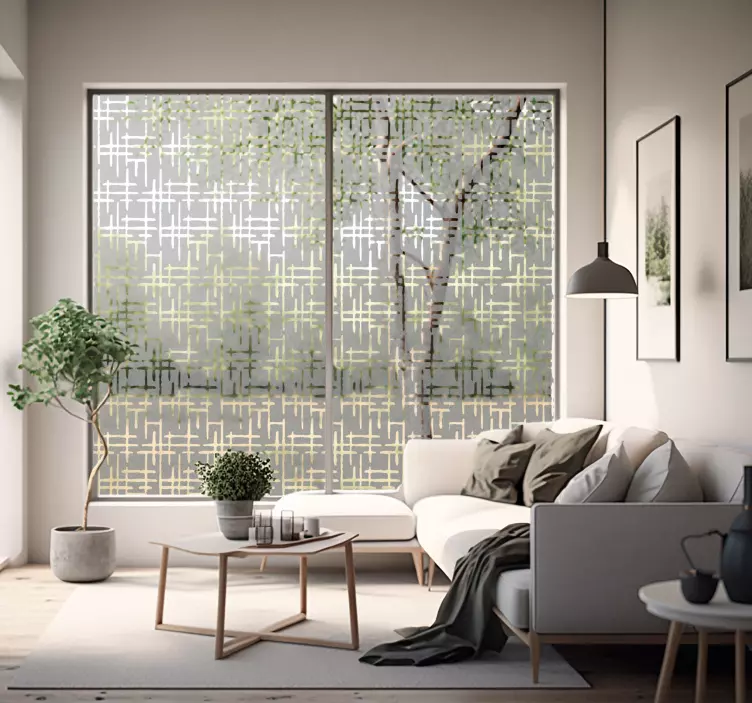 Sticker vitre lignes transparantes croisées - TenStickers