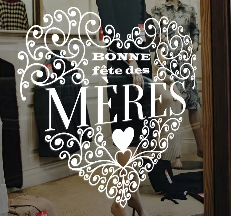 Sticker vitrine Fête des mères forme cœur - TenStickers