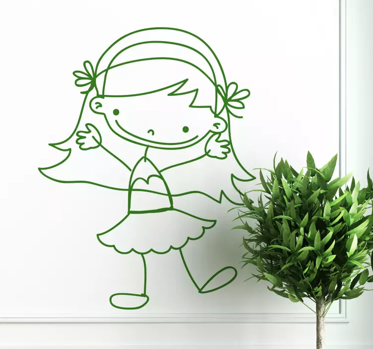 Sticker fillette cheveux longs - TenStickers