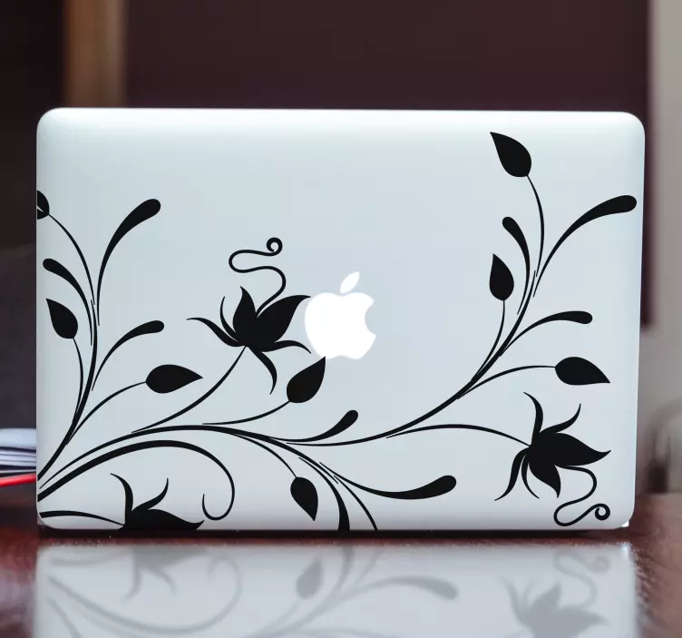 Sticker ordinateur portable motif floral - TenStickers