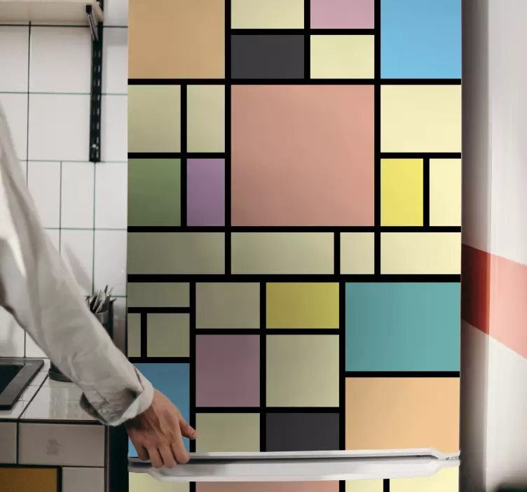 Sticker frigo blocs colorés mondrian - TenStickers