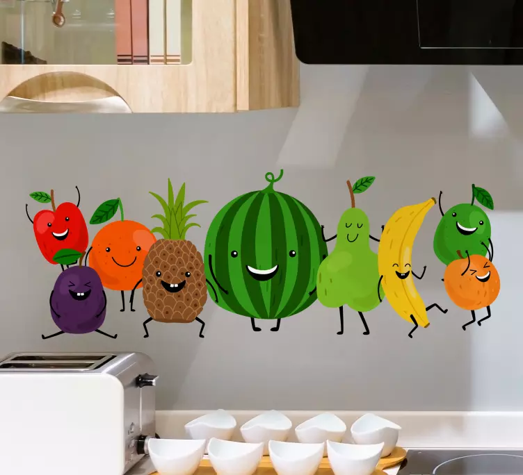 Sticker frigo personnages de fruits joyeux - TenStickers