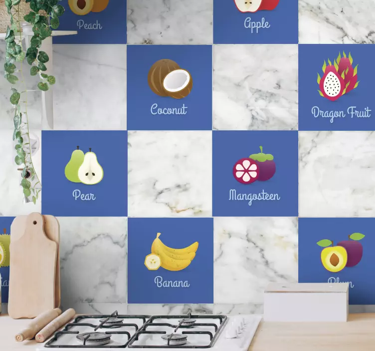 Sticker carrelage cuisine fruits - TenStickers