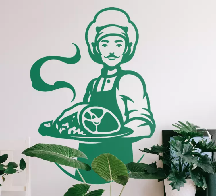 Sticker restaurant chef tenant un plateau - TenStickers