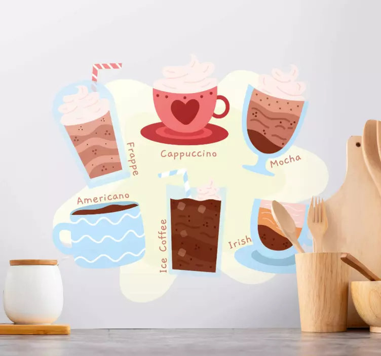 Sticker gastronomie variétés et saveurs de café - TenStickers