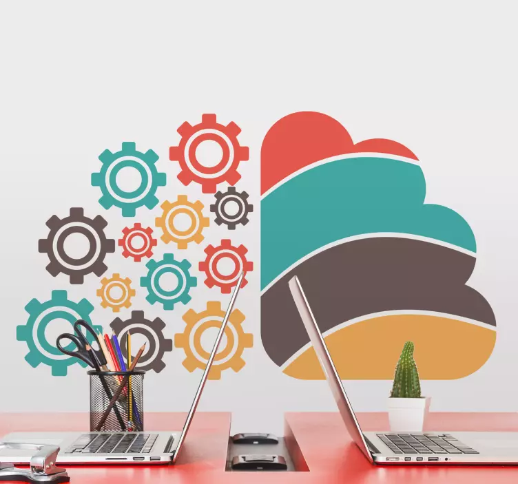 Sticker géométrique motifs d'engrenages colorés - TenStickers