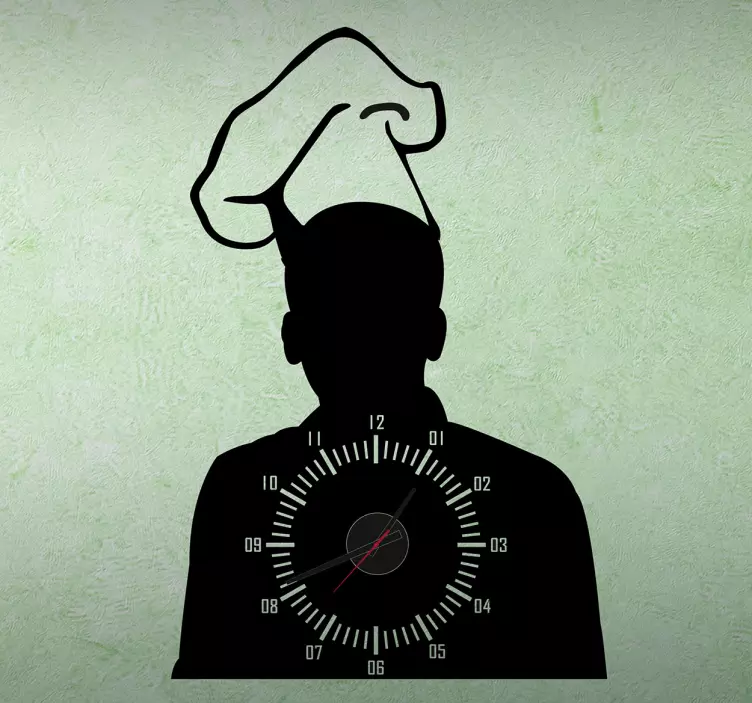 Sticker horloge chef silhouette - TenStickers