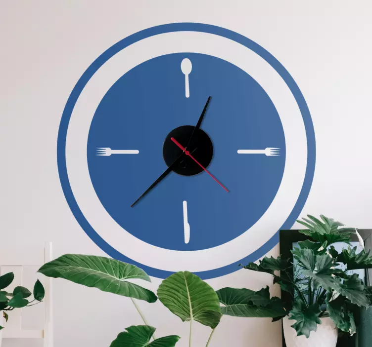 Sticker horloge conception de cuisine créative - TenStickers