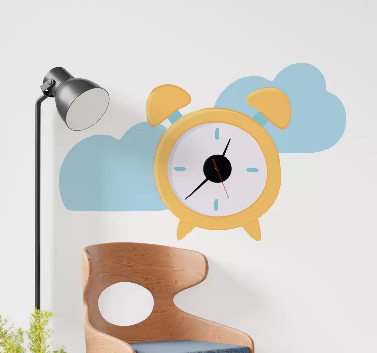 Sticker horloge alarme avec nuages bleus - TenStickers