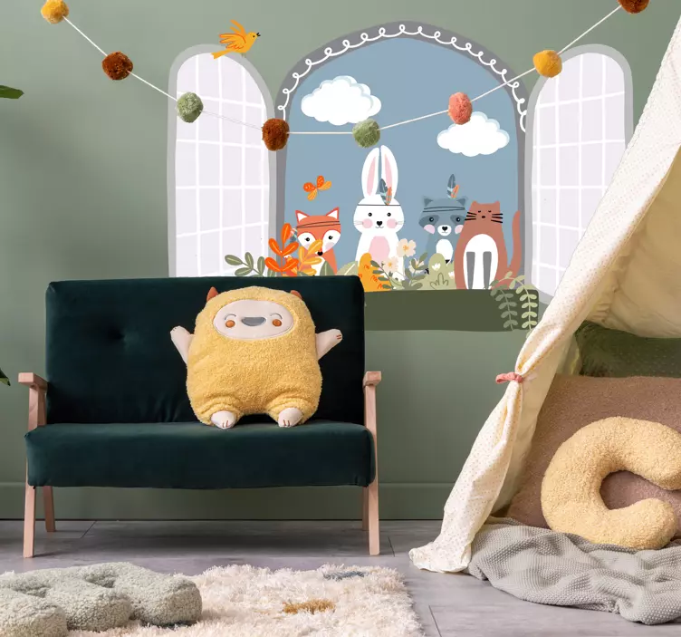 Stickers Trompe Œil Fenêtre d'animaux pour enfants - TenStickers