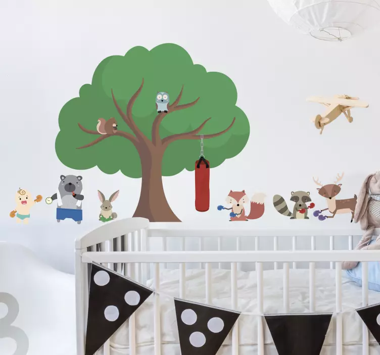 Sticker Illustration Animaux Boxeurs - TenStickers