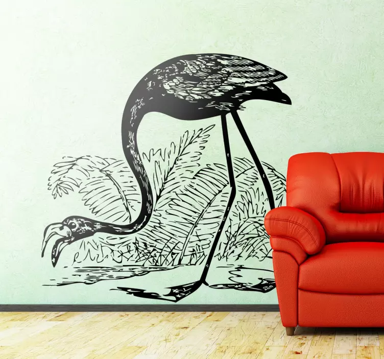 Sticker illustration flamant rose - TenStickers