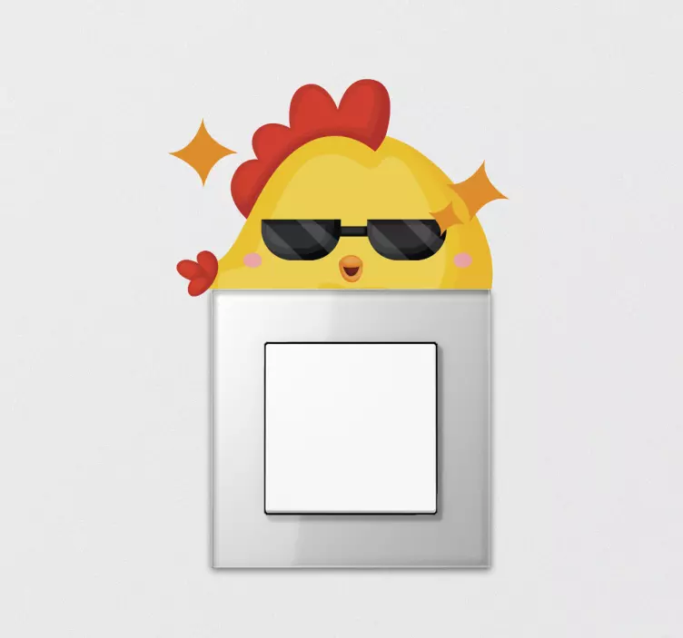 Sticker interrupteur personnage de poulet cool - TenStickers