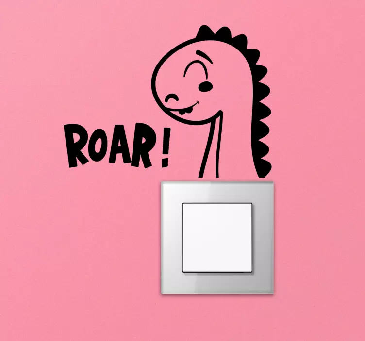 Sticker interrupteur rugissement souriant du dinosaure - TenStickers