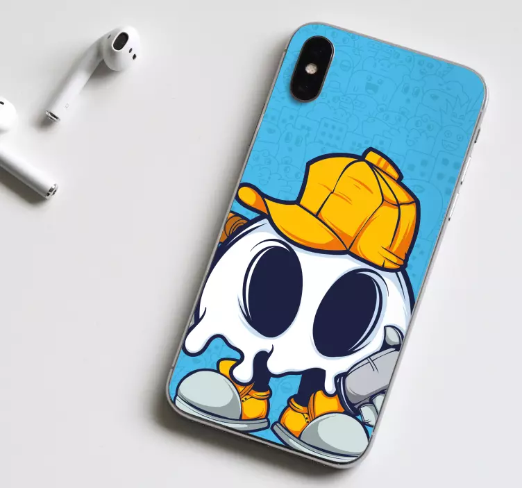 Sticker iphone personnage fantôme avec chapeau - TenStickers