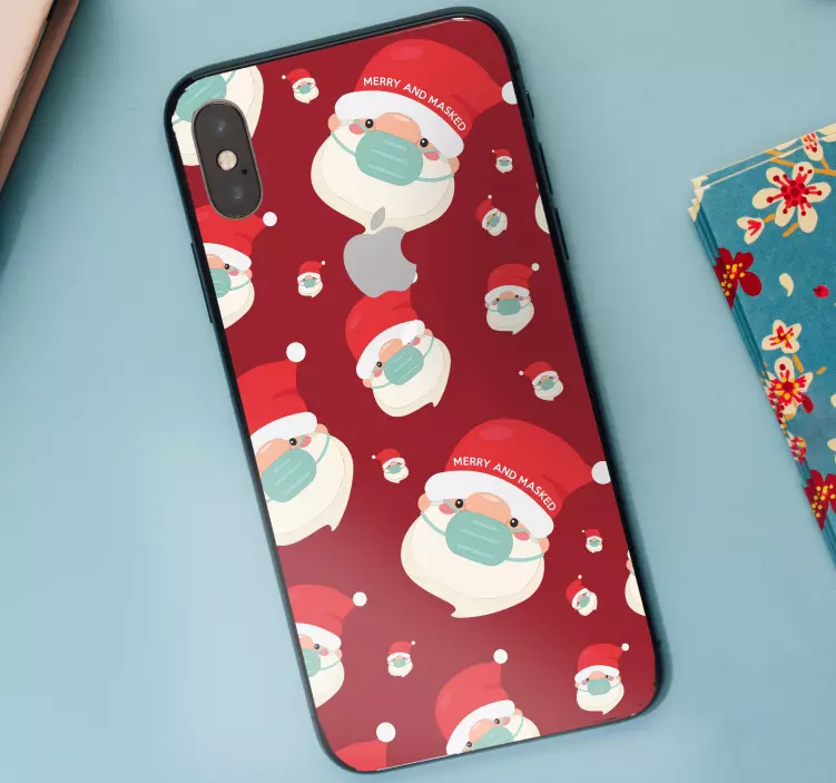Sticker iphone joyeux visages du père noël - TenStickers