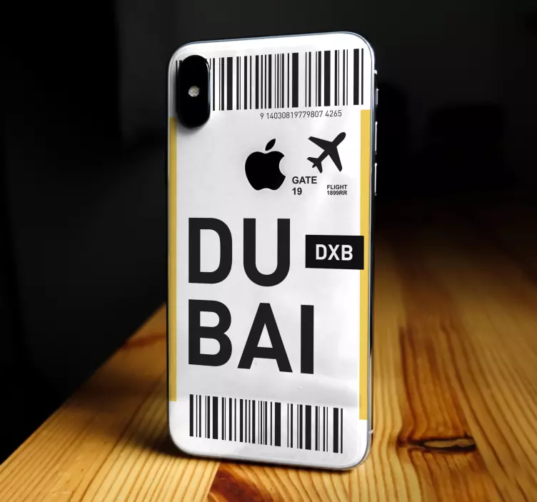 Sticker iphone pass de vol pour dubaï - TenStickers