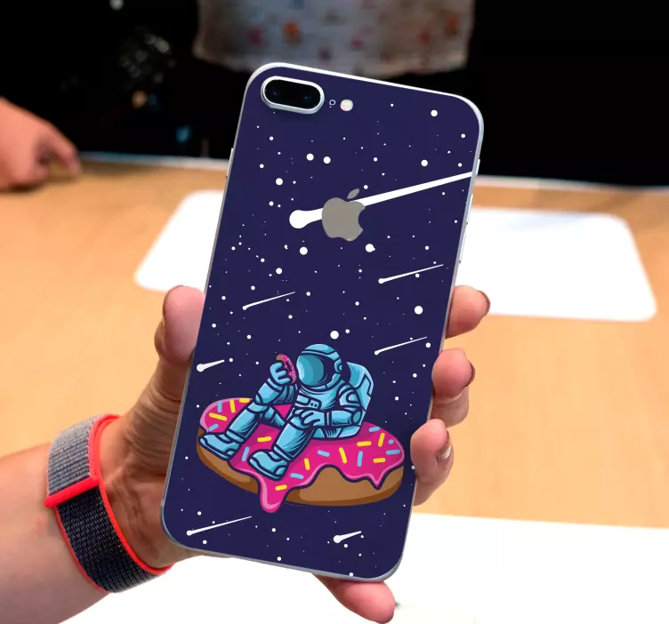 Sticker iphone rêve de beignet d'astronaute - TenStickers