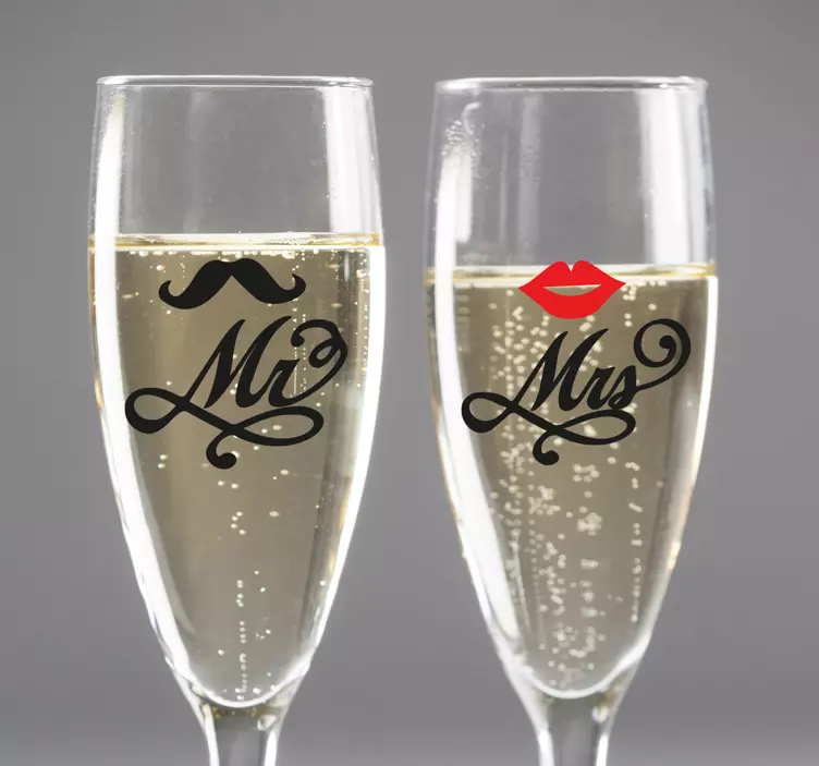 Sticker mariage couple trinquant avec des verres - TenStickers