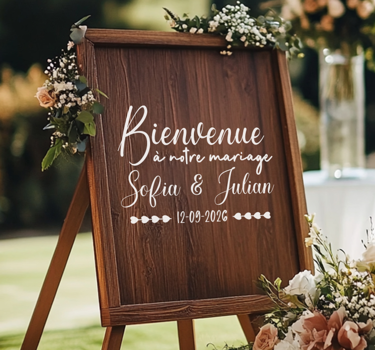 Sticker mariage planche de bois sur mesure - TenStickers