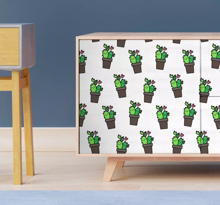 Sticker Meuble Cactus Amoureux - TenStickers