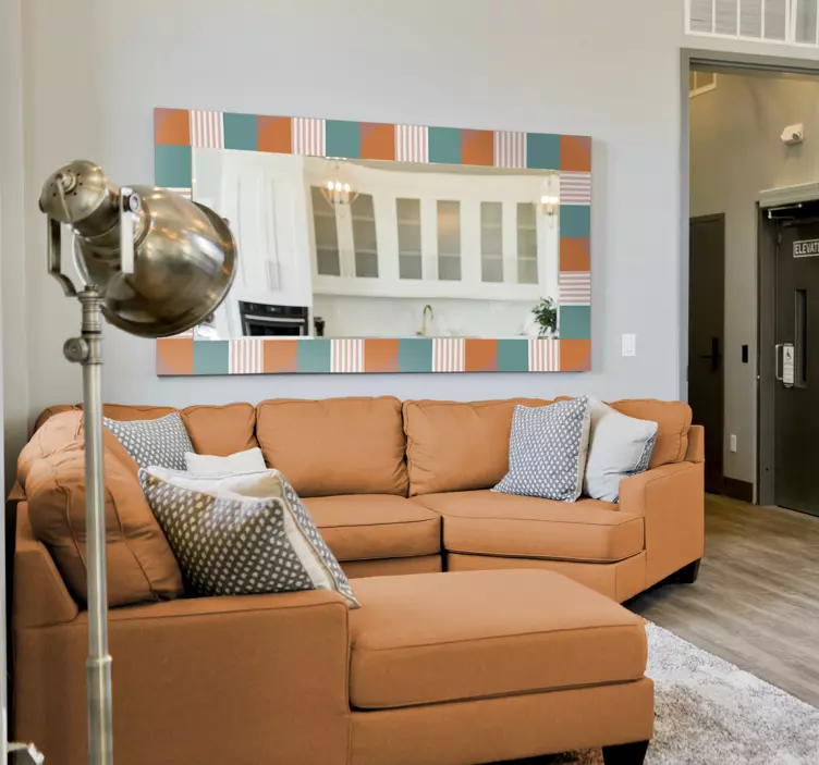 Sticker miroir cadre géométrique coloré - TenStickers