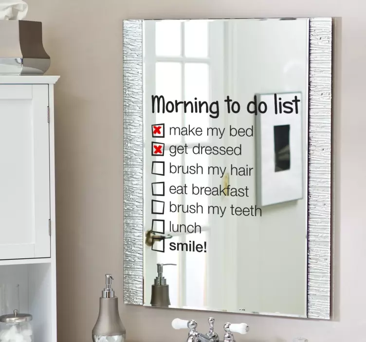 Sticker miroir morning to do list - TenStickers